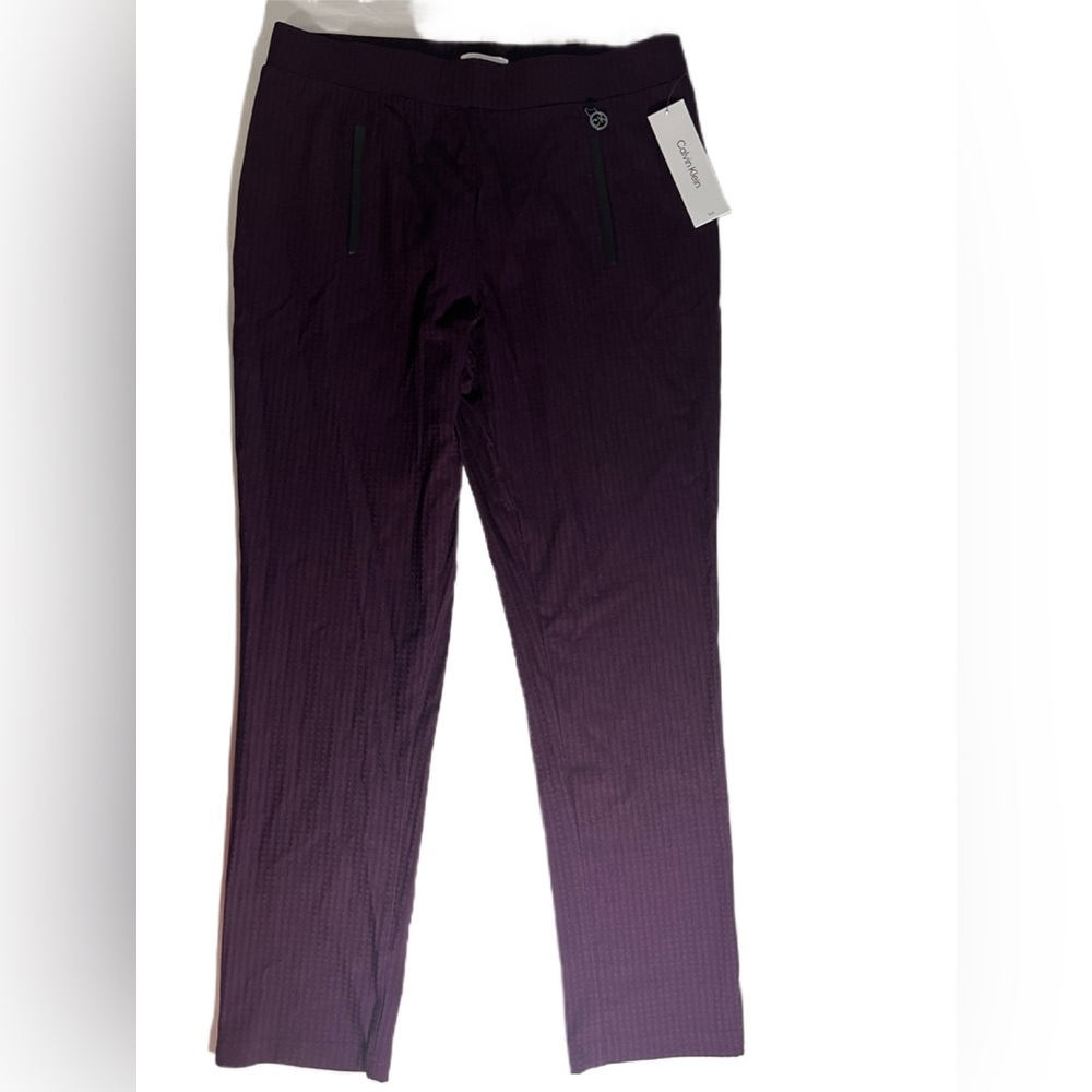 Calvin Klein Stretch Slim Fit Purple Eggplant Waffle Pants Women’s Size 14 NWT